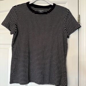 Lands' End Black and White Striped Top
